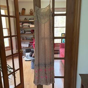 Sheer Lace Jumpsuit with Pink and Blue Sequin Accents